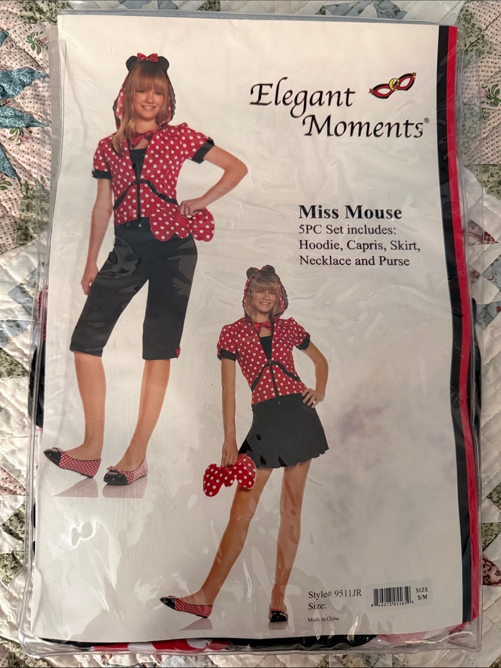 Miss Mouse Costume Elegant Moments Red and Black Polka Dot Women's Capris Set